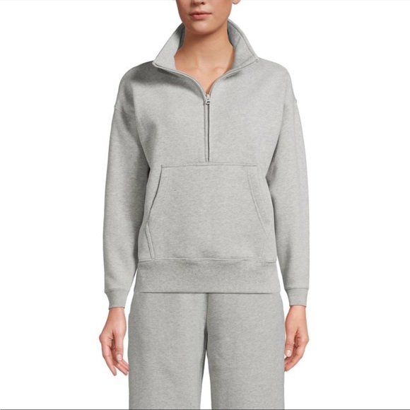 Lands' End Tops - Lands’ End women’s serious sweats relaxed long sleeve half zip sweatshirt size L
